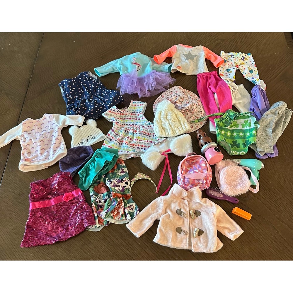 18 Inch Doll Clothes and Accessories 27 Piece Lot Our Generation Mixed Outfits